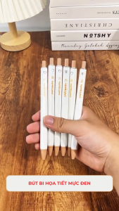 Colorlady - Bút gel bấm ngòi 0.5mm mực đen cây bút bi nước vỏ màu hồng trắng dễ thương cute cho học sinh ghi chú