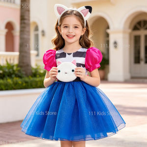 LZH | 2026 New Daily Casual Dress Girls Summer Princess Dress Cosplay Costume with Headband Bag Carnival Party Outfit