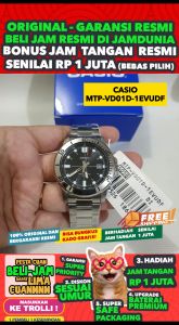 CASIO ORIGINAL - CASIO MTP-VD01D-1EVUDF - Enticer - MEN - Stainless - Silver Hitam - Jam dunia JD18ST # Jam Tangan Pria Cowok Anti Air Digital Analog + CASIO MTP VD01D 1E MTP-VD01D VD 01 D MTPVD01 MTP-VD01 MTPVD01D MTP-01 MTP-VD01D-1E VD01 $ WR5 STS SD7