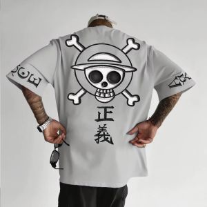 Bandai | ONE PIECE Anime Printing T-shirt Mens 2025 Summer New Japanese Street Trend Versatile Plus Size Parent-child Short Sleeved Top
