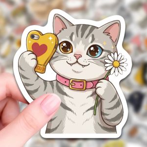 50 PCS Cats Colorful World Stickers Cute Creative Student Scrapbook Decorate Cup Phone Waterproof PP Decals