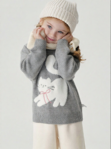 Marc&Janie | Cute Floral Imitation Camel Fur Kids Sweater