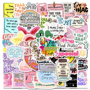 Encouraging English Motivational Stickers 50 Pcs for Phones Notebooks Helmets Photo Frames Water Cups Tables Keyboards Refrigerators DIY Decoration