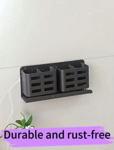 MEIDOO Rak kamar mandi tabung penyimpanan sikat gigi dan pasta gigi dudukan dinding bebas pukulan