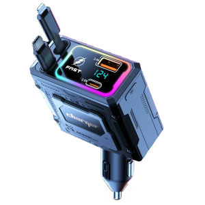 HELLOLEIBOO | Sạc Xe Hơi Nhanh Siêu Tốc Dây Cắm Có Thể Mở Rộng 120W