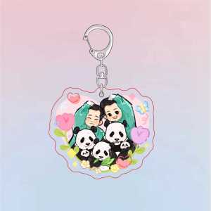 Panda Peripheral Keychain Pendant Desktop Standing Ornaments Chengdu Base Souvenir Flower FINSBURY Yu Aimeng Blue