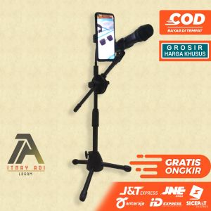 NEW! Stand Mic + Tripod Holder Hp Panjang Max 85 Cm