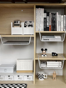 Metal Desk underneath Hanging Basket Shelf Office Bookshelf Hanging Storage Organizer Divider Rack for Dormitory And Home