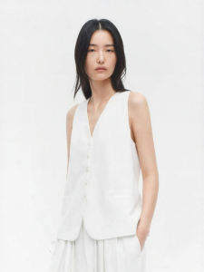 edition | Lace Hollow-out Embroidery Tencel Linen Womens Vest
