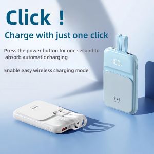 Wireless powerbank original brand 30000mah built in 2 cable magnetic power bank wireless charger travel essential