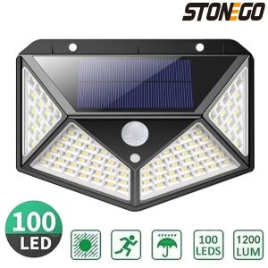 STONEGO 4 Styles Light Control Integrated Solar Light Luminous Body Sensor Light Outdoor Patio Garden Diamond Wall Light