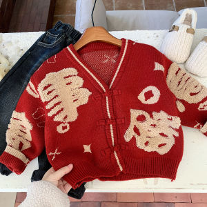 Thickened New Year 2025 Kids Sweater Festive Celebration Clothes for Boys And Girls Congratulation on New Years Day Trendy