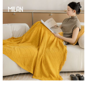 Milan Multi-Functional Casual Blanket Sofa Cushion Decorative Bed Covering Nap Office Leisure Blanket Simple Style Acrylic Fiber