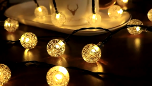 Solar Christmas Crystal Ball String Lights 30 LED 6.5M | 8 Lighting Modes Outdoor Waterproof Garland Festoon LED Fairy Lights for Home Garden Wedding Party Birthday Decor - Solar-Powered Auto-On/Off Warm White/Multicolor Saves Electricity