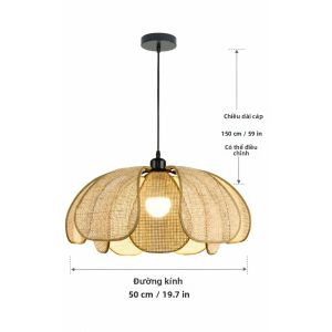 Đèn Chùm Mây Tre Đan Thủ Công Bắc Âu 50CM Đèn Treo Mây E27 Đèn Trần Trang Trí Nhà Cửa - JOYINLED