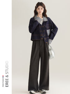 Retro Color Block Denim Jacket Womens Short Loose Fit Spring New Style Versatile Small Size Casual Cotton Blend Coat