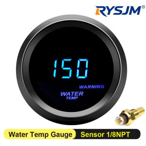 52mm Auto Water Temperature Meter 40-150 Celsius Water Temp Blue Light Car gauge with Warning Alarm Sensor Car Motor Meter 12V