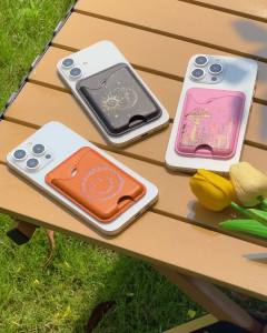 Toycamp Magnetic Phone Wallet - Card Holder Compatible with MagSafe Wallet Case RFID for Apple for iPhone 16 Pro Max/15/14/13/12 Series Mag Wallet Thin Slim Women Cute Girls Black Design Mushroom