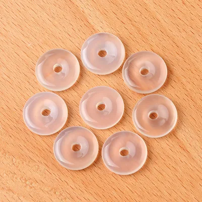 12-16mm Peace Buckle Natural Stone Crystal Agate Donut Pendant Large Hole Loop Beads for Jewelry Making DIY Necklace Accessories