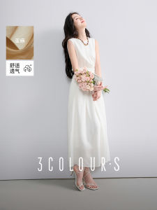 Three-Color Summer 2025 New Style Rylee Vest Dress Elastic Waist Hollow out A-Line Long Dress for Ladies Commute High Waist