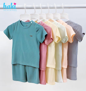 Bộ quần áo mùa hè cộc tay cài vai vải Modal cao cấp siêu mềm mịn cho bé set sơ sinh cho bé từ 3 tháng - 3 tuổi chất liệu gỗ sồi xuất khẩu HAKI BM015 (4-15kg) quần áo hè cho bé trai bé gái