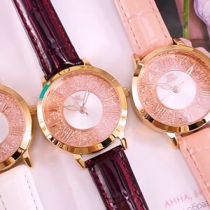 OLEVS 5539 Flowable Quicksand Diamond Wristwatch Fashion Waterproof Ladies Quartz Watches Leisure Quartz Leather Woman
