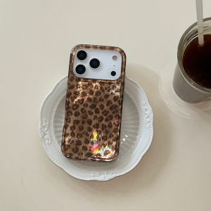 เคสโทรศัพท์กันกระแทกพิมพ์ลายเสือดาวสีน้ำตาลสไตล์เรโทรสำหรับฤดูใบไม้ร่วงและฤดูหนาว สำหรับ iPhone 17 16 15 14 Pro Max