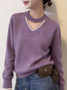 QINGNAER | Vintage Lace-Up Large Size Womens Sweater
