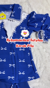 Setelan Anak Perempuan Model Kerah Renda Bahan Japan Line Motif Pita Usia 1-12 Tahun