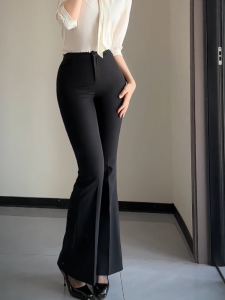 High Waist Slim Fit Black Suit Pants Casual Flared Pants Early Autumn Fashion New Elastic Versatile Pants Korean Style Commute