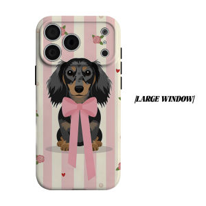 Bow Dachshund Phone Case for iPhone 18 17 16 15 14 13 12 11 Air Pro Max Plus Double-layer Cover