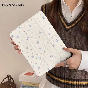 Ốp Điện Thoại iPad Mini7 6 5 iPad 11 10 6 Pro 11 12.9 M2 M4 Air 11 13 5 4 9.7 Inch - Ốp Lưng TPU Chống Sốc Thiết Kế Hoa 3 Lớp Có Nam Châm