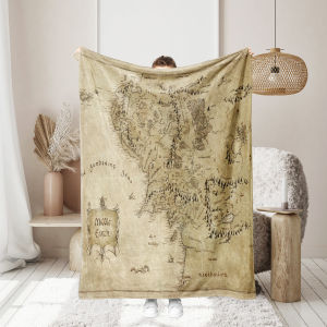 1PC MIDDLE EARTH map printing skin -friendly warm soft four seasons family offices family offices thicken flavor blankets
