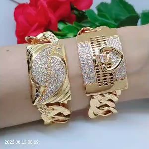 Gelang Tangan Rantai Jumbo Perhiasan Aksesoris Lapisan Emas Titanium Tembaga Xuping Tidak Mudah Luntur