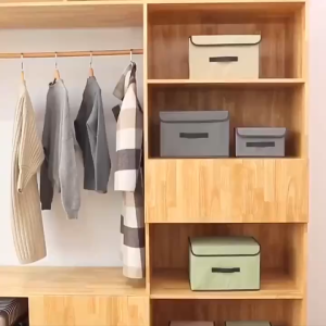 Home Plain Color Foldable Storage Box 2 in 1 Storage Box  Clothes Book Organizer With Cover