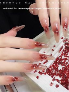 Ankela Red Bottoming Drill Small Size Manicure Fancy Shape Diamonds Manicure K9 Diamond Champagne Manicure Jewelry Nail Beauty Nail Ornament