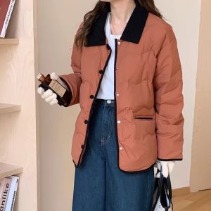 WANGGONGZHU | Princess Style Lightweight Short Duck Down Jacket Womens Fashionable Winter Coat Korean Loose Fit Stand Collar Long Sleeve