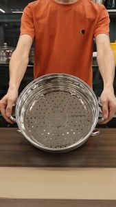 Nồi hấp 2 tầng Inox 304 cao cấp Xửng hấp 28 cm nắp vung kính dễ quan sát phù hợp hấp bánh bao hai sản giảm thời gian nấu ănv