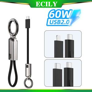 ECILY PD 60W Keychain Data Cable USB-C To Type-C i-OS Charge Connection Cord For Xiao/mi Hua/wei Sam-sung