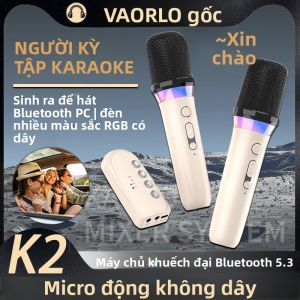 Micro Không Dây Bluetooth 5.3 DS-K2 Với Hệ Thống Trộn Tín Hiệu DSP Đèn RGB Nhiều Màu Sắc Dùng Làm Phụ Trợ Cho Loa Có Dây Karaoke