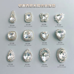 Silver Nail Drill Decorations Super Shiny 3D Butterfly Fat Square Heart Waterdrop Oval Big Diamond Nail Art Accessories