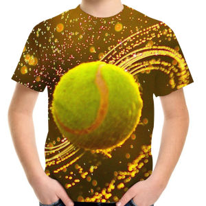 SHUNAICHI Christmas Halloween Childrens Clothing T-Shirt For A Boy Child T Shirt 3D Tennis Ball Print Funny Fashion Kids Summer Clothes Girl Short Sleeve Top