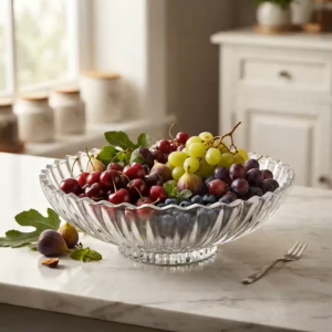 Tô Thủy Tinh Pha Lê Elegant PE-5147JN 31.5cm Khía Sóng Đựng Hoa Quả Bánh Kẹo Trang Trí