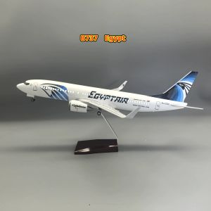 B737 Egypt Airways Aircraft Model 1:85 Scale 737 47CM with Base Landing Gear Resin Aircraft Model Ornament For Collection