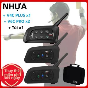 EJEAS V4C PLUS + V6C PROx2 Bóng Đá 3 Trọng Tài Liên Lạc Nội Bộ Tai Nghe 1200M Bóng Đá Song Công Bluetooth Hội Nghị Interphone + túi Xách Tay