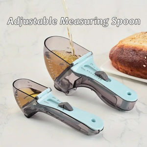 JustLiving Adjustable Measuring Cups Plastic Scoop Measuring Cup for All Kind of Dry and Liquid Measuring - Easy To Use Kitchen Tools for Chef Graduated Weighing Spoon