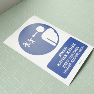 Keep Children Under Supervision. Awasi Kanak-Kanak. Sticker Safety Sign. Watch Look Out Kid Child. Jaga Anak Budak.