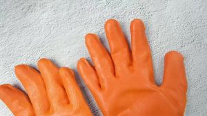 Orange Heavy-Duty Rubber Work Gloves Anti-Slip Grip for Construction Handling & Automotive Tasks