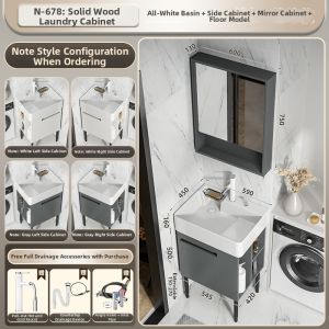 NIUNAISI | Bathroom Side Storage Laundry Cabinet 60cm