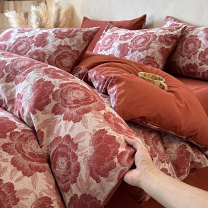 Kiss Dear | Vintage Style Cotton Jacquard Flannel Bedding 4-Piece Set